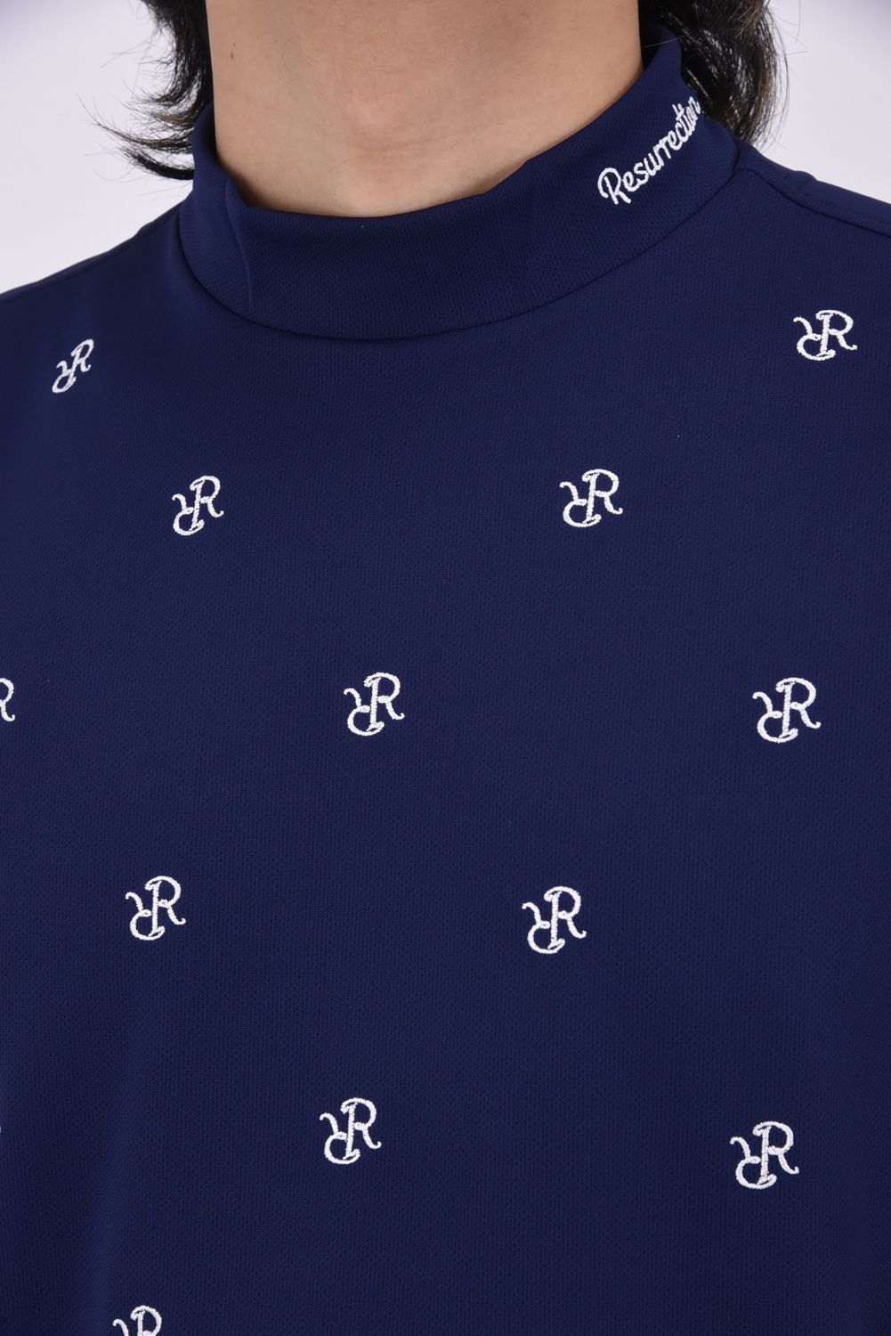 【25SS】 MENS RR EBD MOCK NECK / RRロゴ総柄 リラックスフィット モックネックTシャツ (ネイビー)*