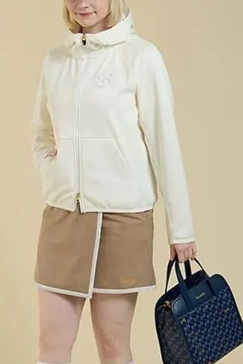 【25AW】 【レディース】 BRUSHED LOGO ZIP-UP HOODIE / ブラッシュロゴ ジップアップ パーカー (ホワイト)*