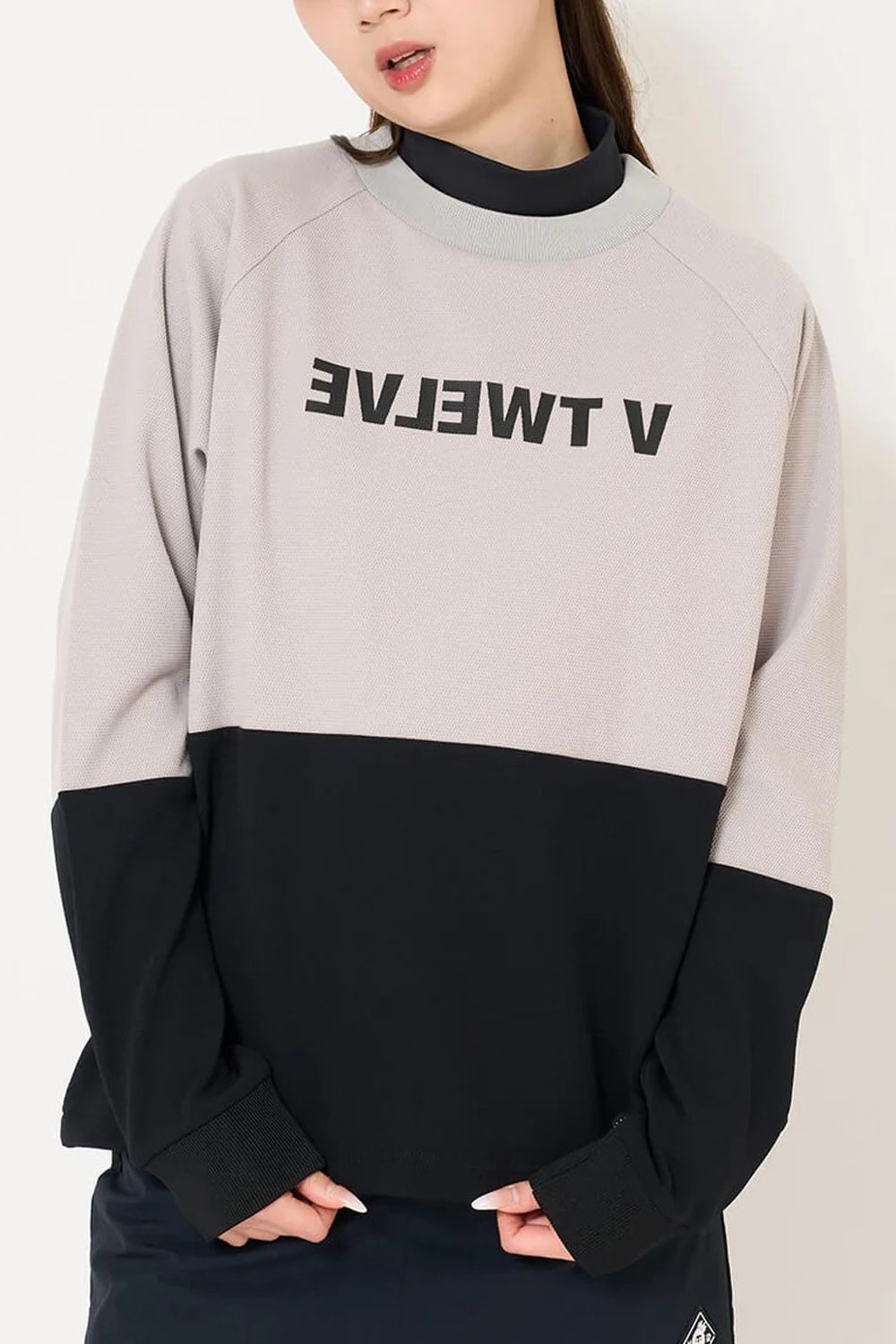 【26AW】 【レディース】 REVERSE CREW / バイカラー 反転ロゴ スウェット (ベージュ)