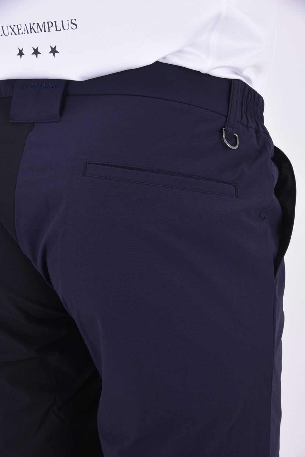 BICOLOR SHORT PANTS / バイカラー ナイロンストレッチ スリムフィット ショートパンツ (ブラック)