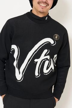 【26AW】 BIG HICKY KNIT / ビッグロゴ 防風裏地付き クルーネックニット (ブラック)