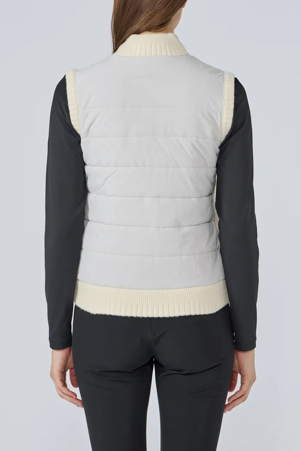 【25AW】【レディース】 防風ニットハイブリッド フルジップ中わたベスト (ホワイト)