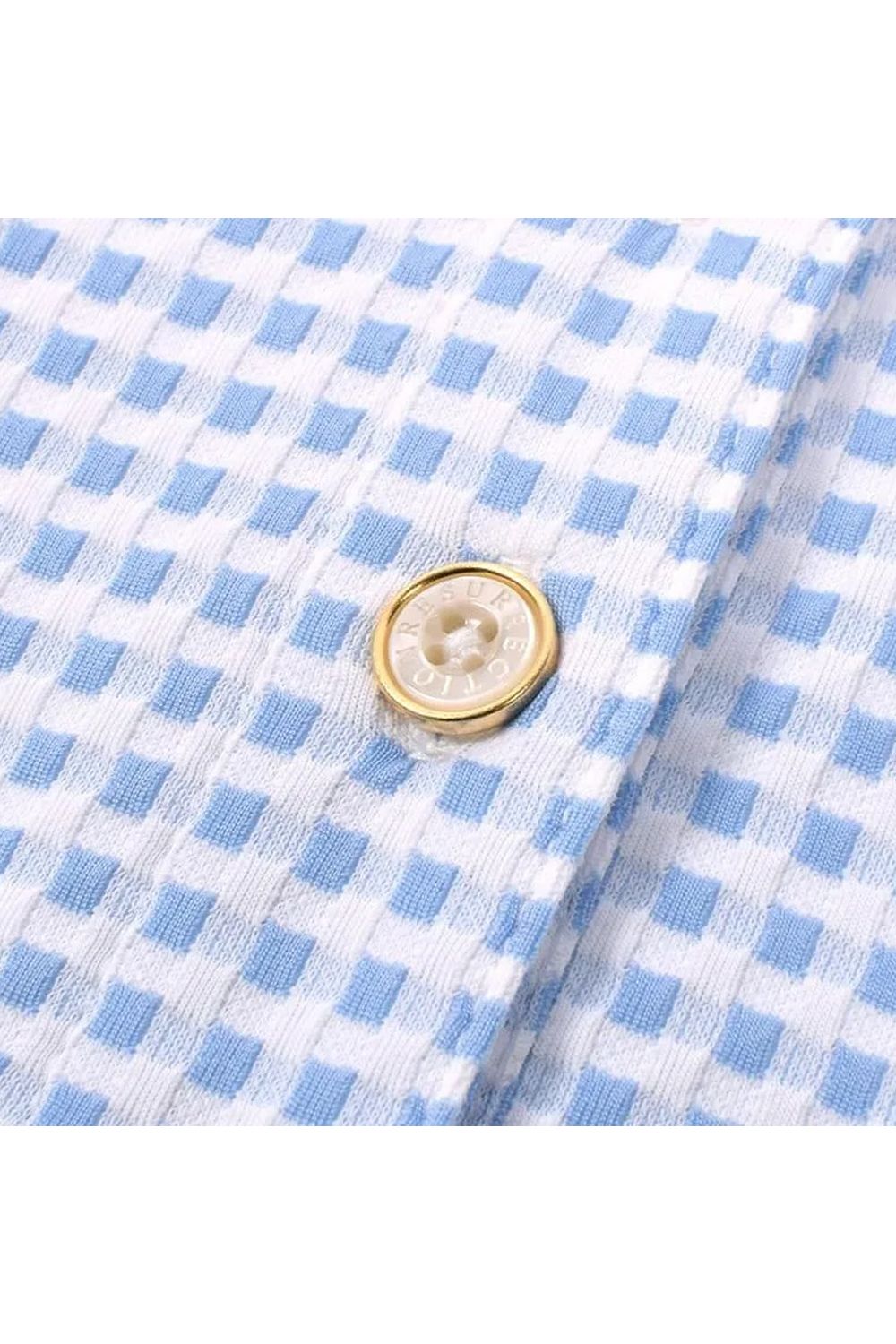 【26SS】【レディース】 GINGHAM CHECK SLEEVELESS POLO / ギンガムチェック ノースリーブ ポロシャツ (サックス)*