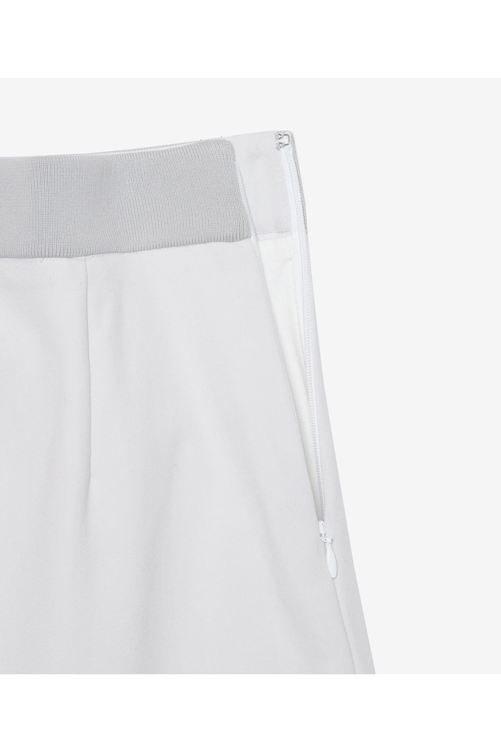 【25AW】【レディース】 MULTI PURPOSE WRAP PLEATED SKIRT / ニットウエストリブ バックプリーツスカート (ライトグレー)