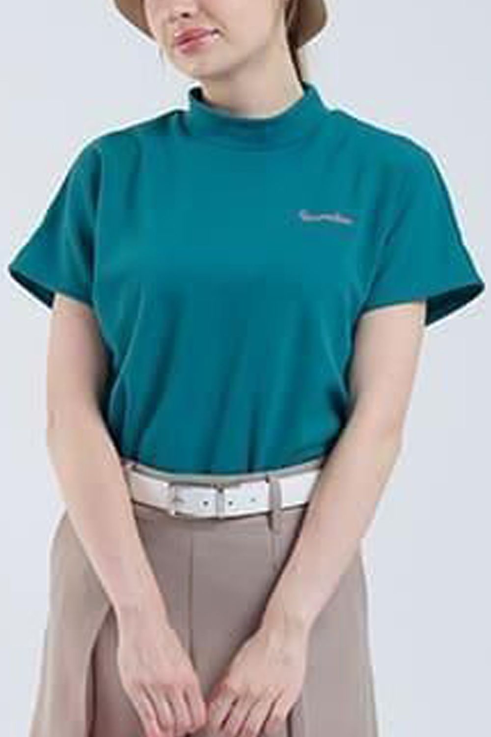 【25SS】【レディース】 WOMENS DOLMAN SLEEVE MOCK NECK / シリコンロゴ ドルマンスリーブ モックネックTシャツ (ブルーグリーン)*