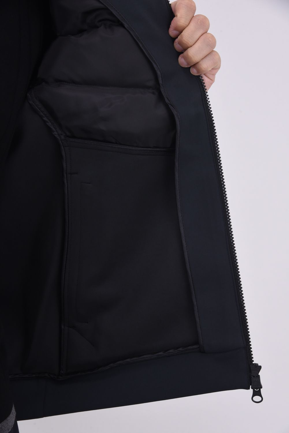 【25AW】 防風ハイブリッドダウンジャケット (ブラック)
