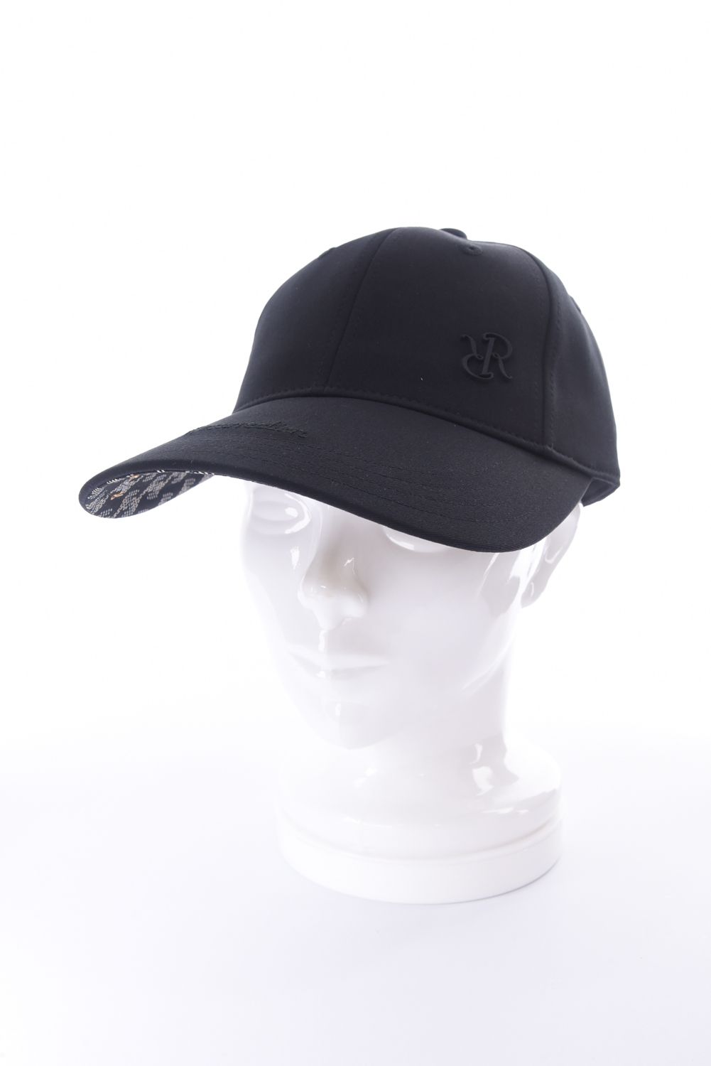 【26SS】 WIDE BRIM CAP / ブランドロゴ刺繍 本革ベルト つば広キャップ (ブラック)*