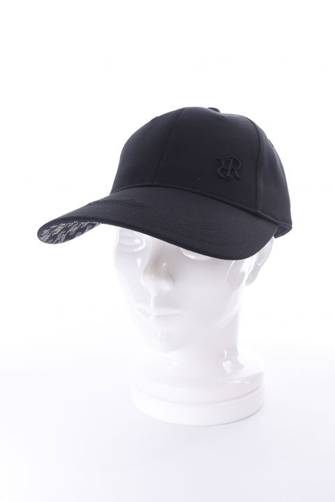 【26SS】 WIDE BRIM CAP / ブランドロゴ刺繍 本革ベルト つば広キャップ (ブラック)*