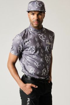 SS MOCK RANDOM113G / 113総柄 ランダムロゴ 半袖 モックネック Tシャツ (グレー)