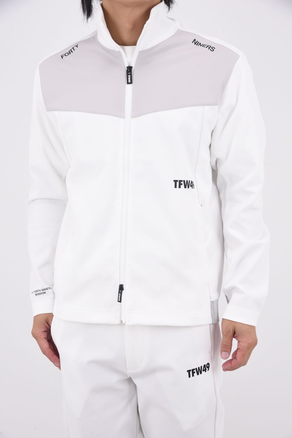 【25AW】 MULTI PURPOSE BLOUSON / ダンボール素材 異素材切り替え トラックジャケット (ホワイト/ライトグレー)