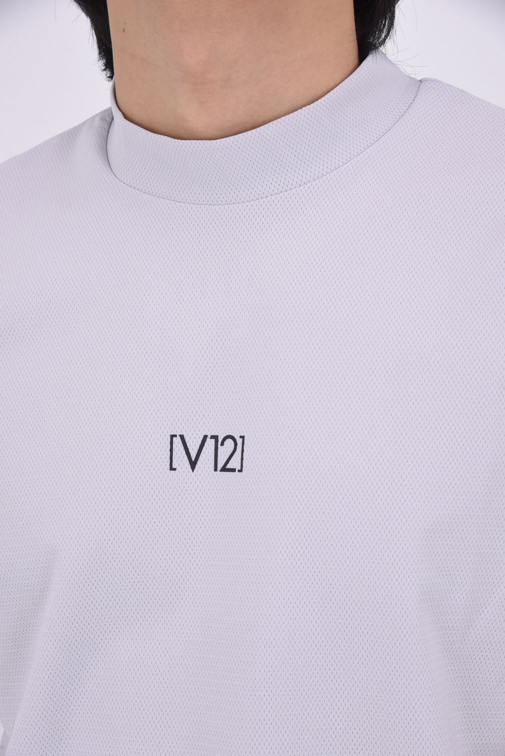 【26SS】 EXP MOCK / メッセージプリント バイカラー モックネックTシャツ (グレー)