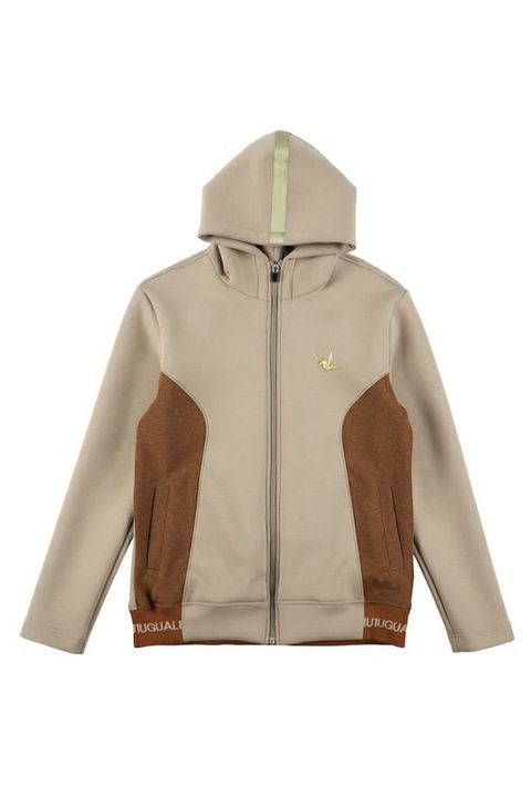 【2025AW】 RIB LOGO PARKER / バイカラー ジップアップ パーカー (ベージュ)