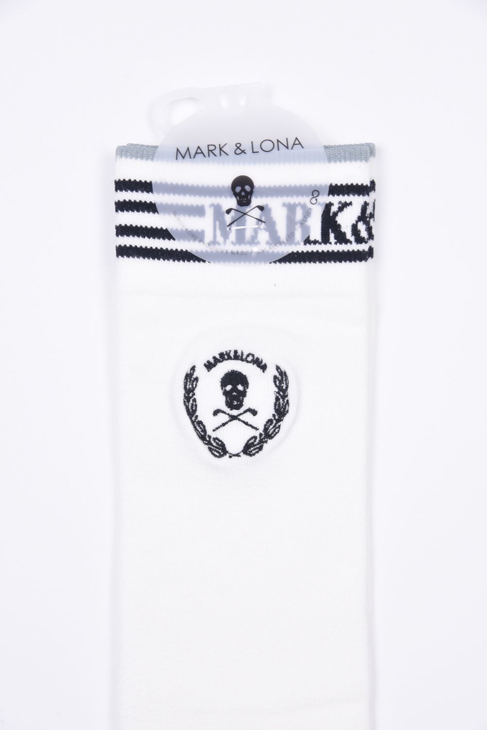 【26SS】【レディース】 LAUREL SKULL OVER-KNEE SOCKS / アイアンスカル刺繍 オーバーニーソックス (ホワイト)