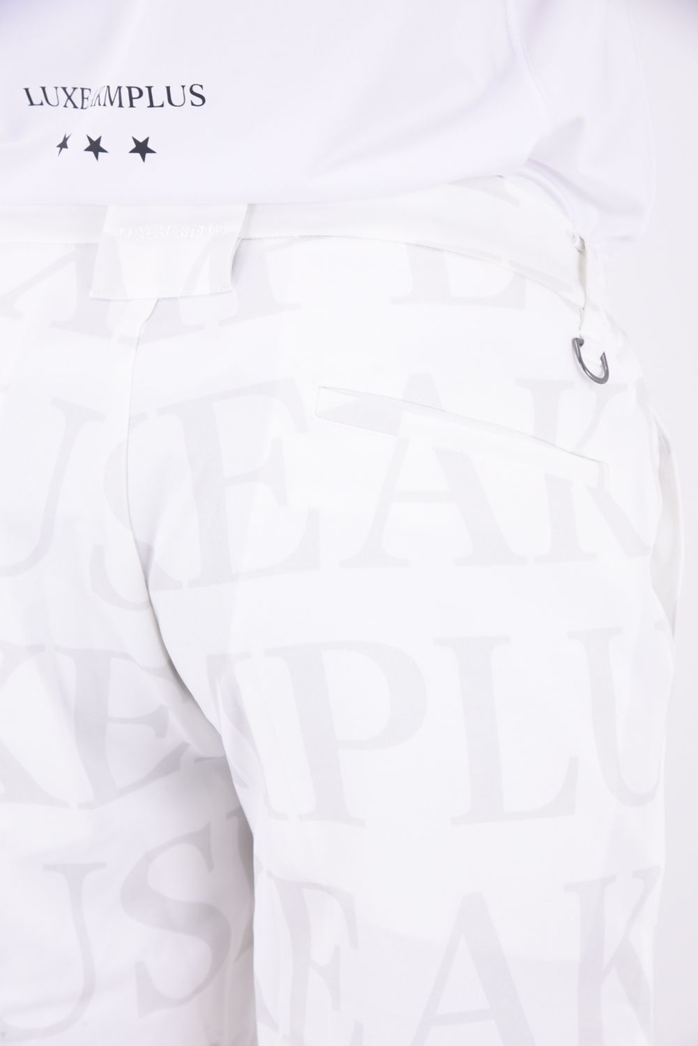 SAME LOGO SHORT PANTS / 総柄ロゴ ハーフスラックス (ホワイト)