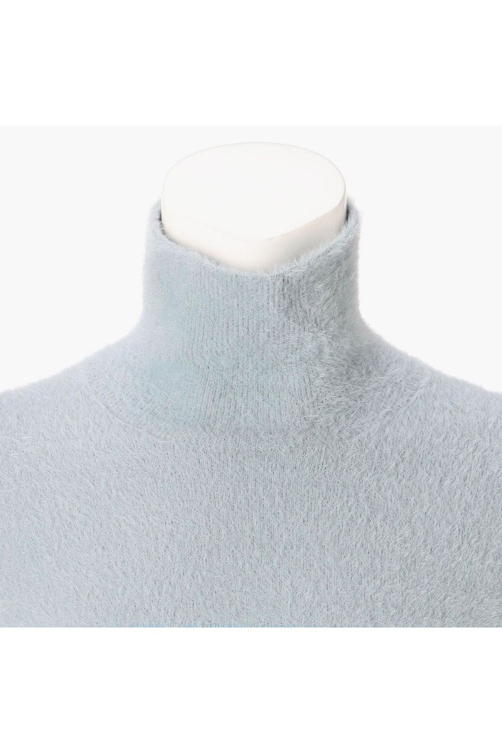 【26AW】 MEN’S SHAGGY KNIT TURTLENECK / ブランドロゴ タートルネック シャギーニット (サックス)