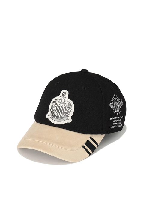 【26AW】 TRIUMPH SUEDE COMBO CAP / チャンピオンシップエンブレム バイカラー異素材 キャップ (ブラック)