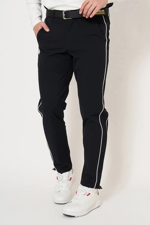 【26AW】 OH PIPE PANTS / ホワイトパイピング ナイロンロングパンツ (ブラック)
