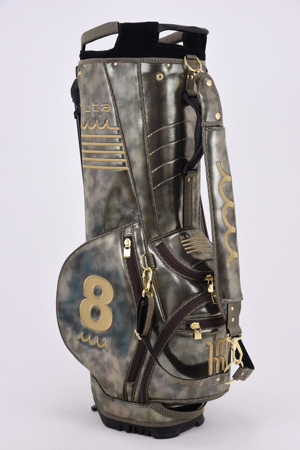 【26AW】 METALLIC CADDY BAG & HEAD COVER / メタリック 14分割 スタンドタイプ キャディバッグ&ヘッドカバーセット (ゴールド)