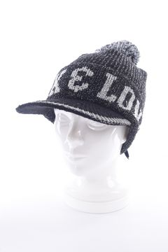 【レディース】 SCOPE POM VISOR BEANIE / ラメ糸 ブランドロゴジャカード 梵天付きニットキャップ (ブラック)