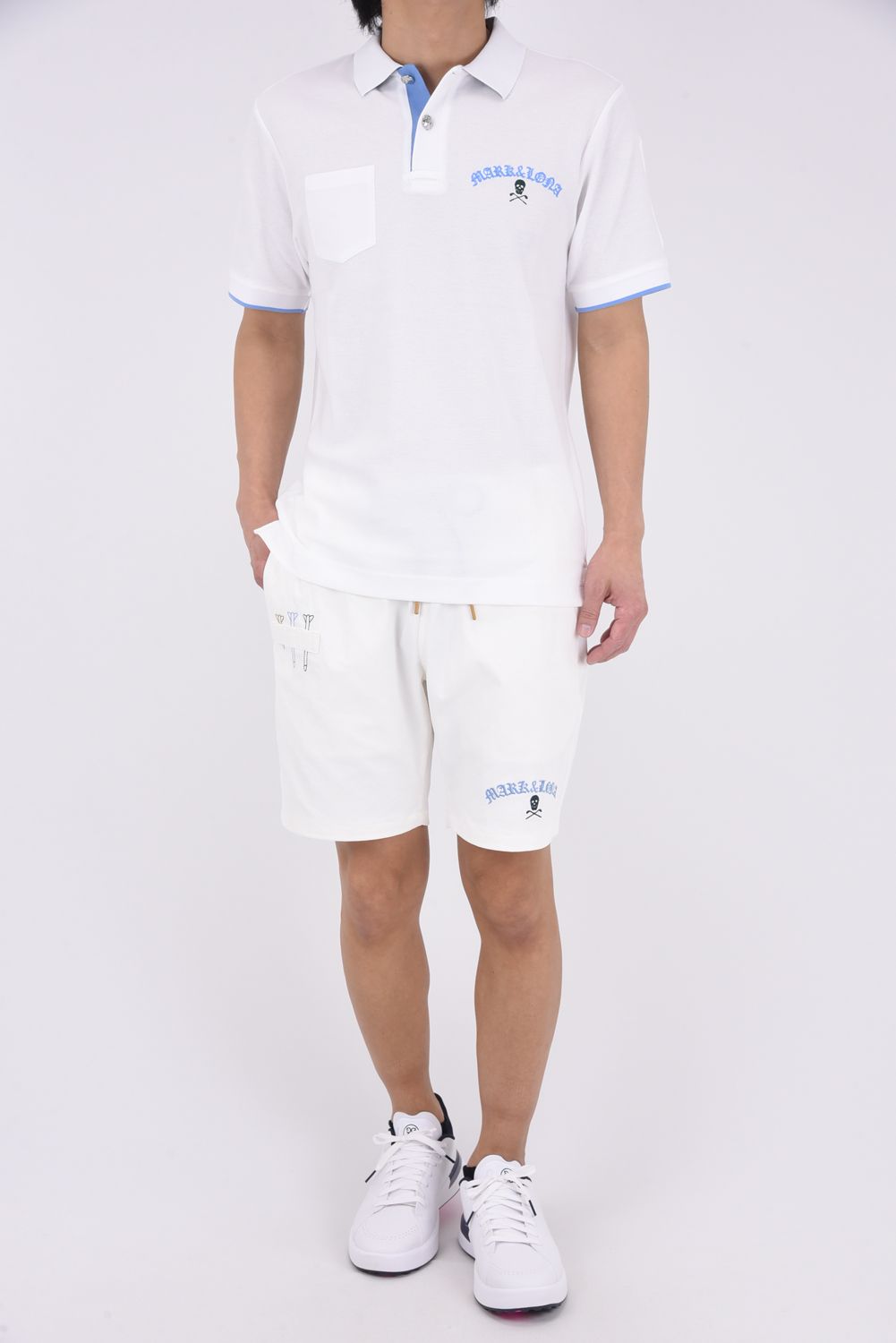 【26SS】 BONES PIQUE POLO / カノコ素材 ジャパンメイド BONEプリント ポロシャツ (ホワイト)