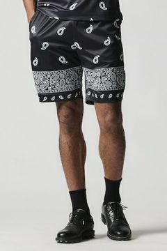 【25SS】 113 GOLF BANDANA SHORTS / バンダナ柄 ダブルメッシュニット ショートパンツ (ブラック)