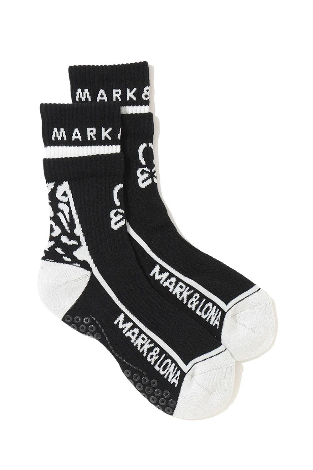 【26SS】【レディース】 PANTERA GRIP CREW SOCKS / レオパードパターン ジャパンメイド レイヤード風クルーソックス (ブラック)