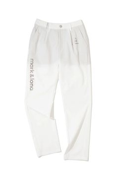 【26SS】【レディース】 ELMT SLIM LINE TAPERED PANTS / ブランドロゴ 箔プリント テーパードシルエット ロングパンツ (ホワイト)