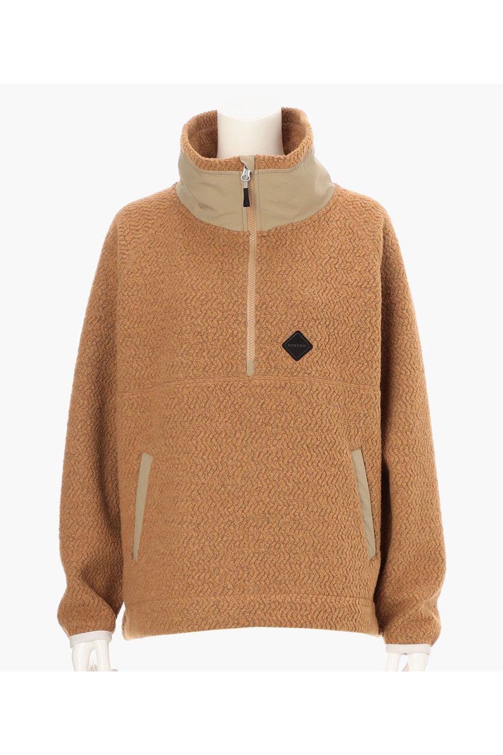 【25AW】【レディース】 WOMEN’S WOOL BOA HALFZIP TOP / ウールボアフリース ハイネック ハーフジップフーディー (ベージュ)