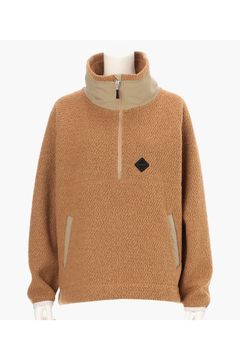 【25AW】【レディース】 WOMEN’S WOOL BOA HALFZIP TOP / ウールボアフリース ハイネック ハーフジップフーディー (ベージュ)