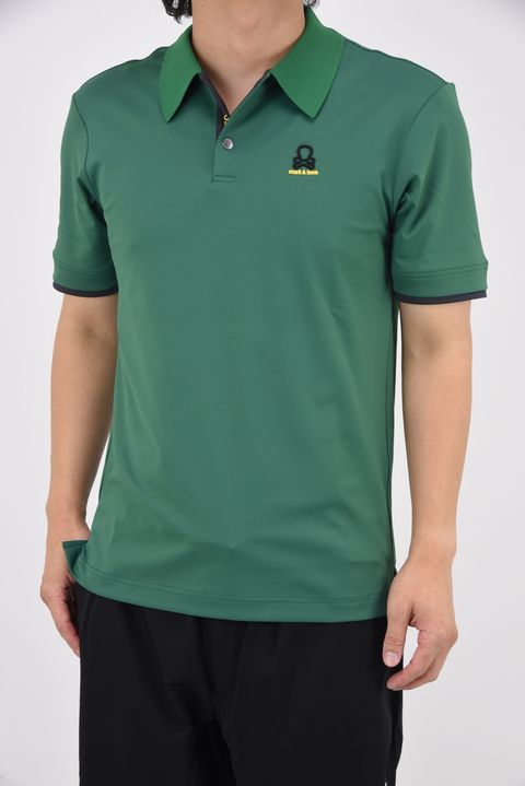ACER SIGNATURE POLO / ハイストレッチナイロン アイアンスカル リブニットカラー ポロシャツ (グリーン)