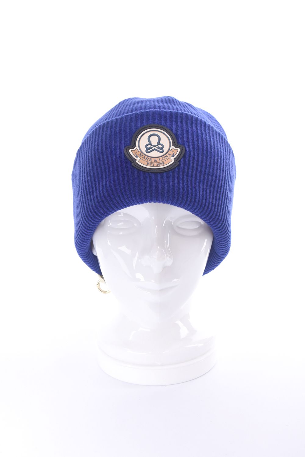 EVER WHOLE GARMENT MERINO BEANIE / ブランクスカルワッペン カラビナ付き ワッチキャップ (ブルー)