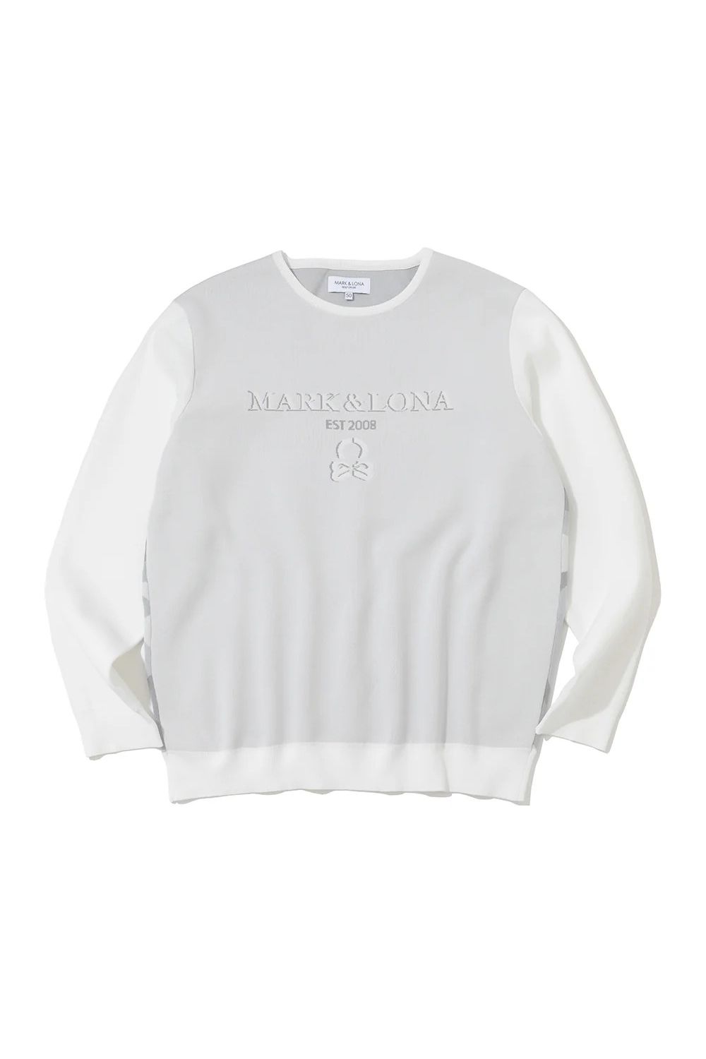 【26SS】 GAUGE BACK PANEL CAMOUFLAGE CREW / オリジナルカモジャカード ブランドロゴ クルーネックニット (ホワイト)