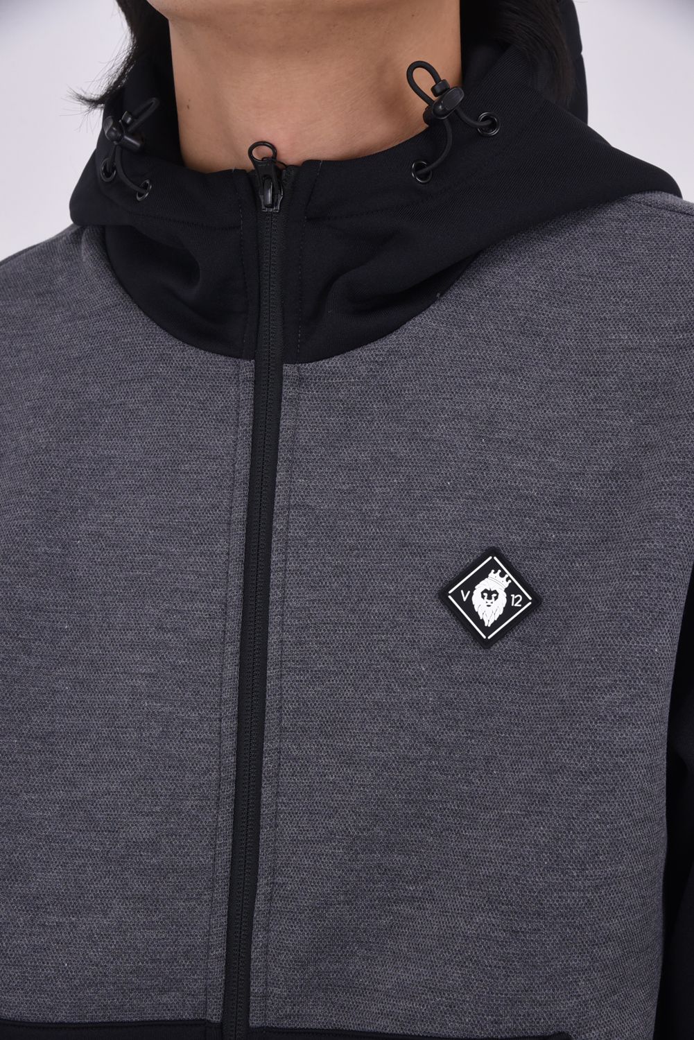 【25AW】 SW HC PARKA / ツートーン 異素材切り替え フルジップパーカー (ブラック)