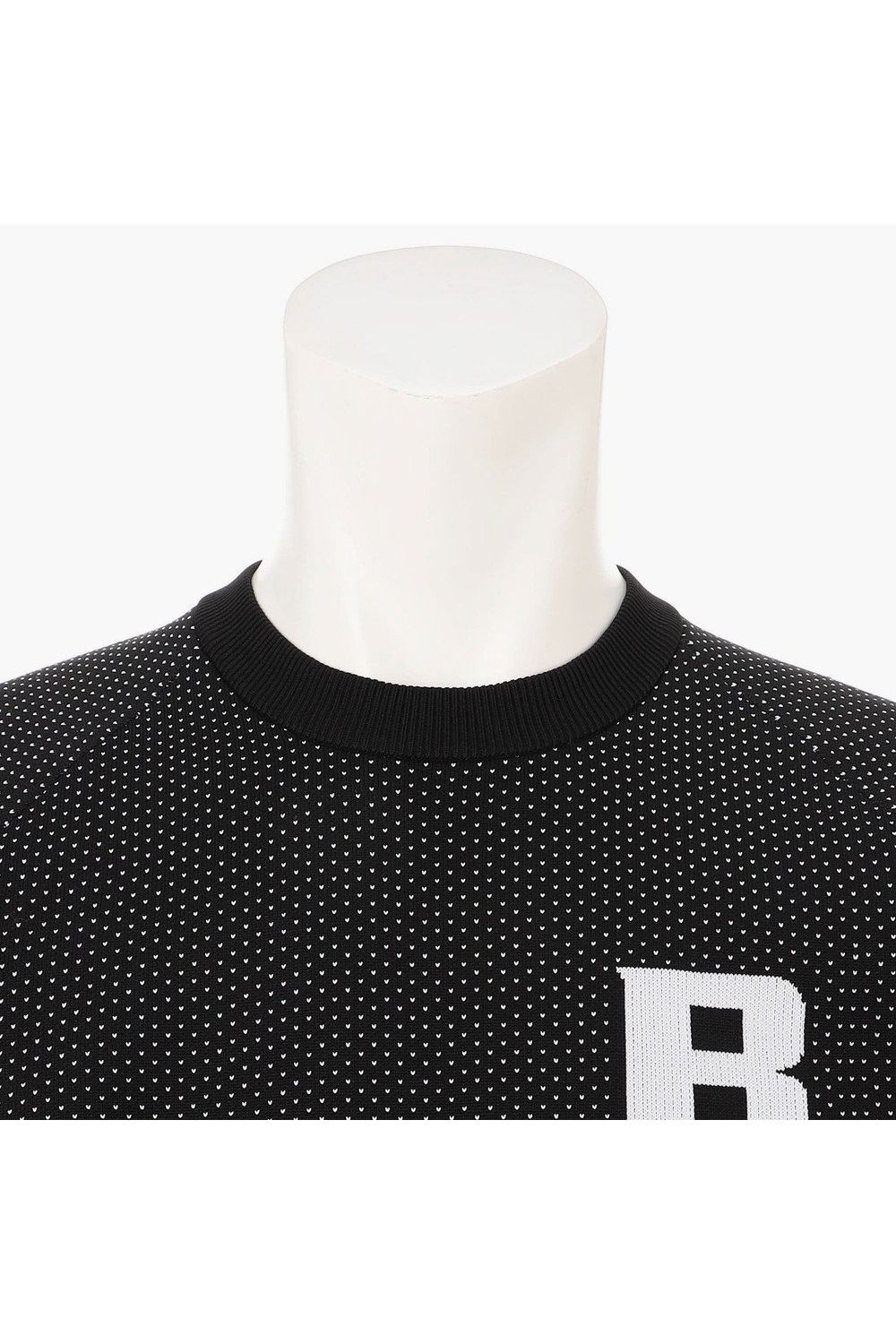 【26AW】 MEN’S BIRDS EYE KNIT CREWNECK / バーズアイパターン ブランドロゴ クルーネックニット (ブラック)