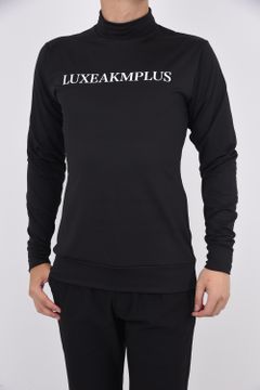 LUXE AKM PLUS LOGO HIGH NECK T-SHIRTS / フロントロゴ モックネック Tシャツ ブラック