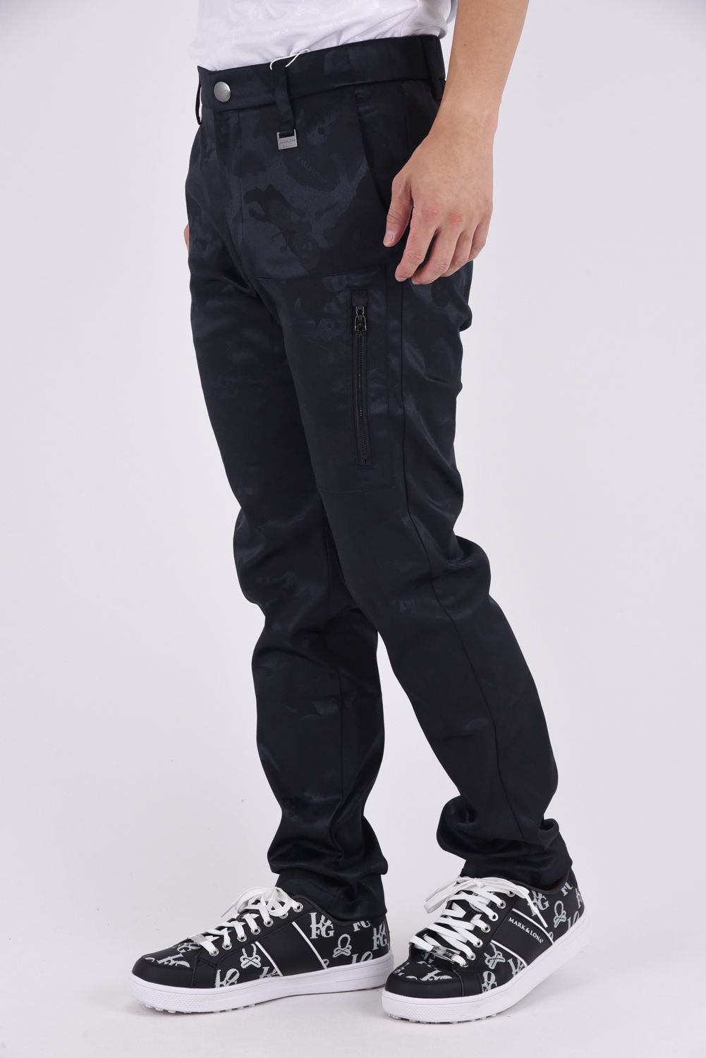 【2025AW】 GAUGE STRETCH JACQUARD PANTS / オリジナルカモジャカード ストレッチロングパンツ (ブラック)