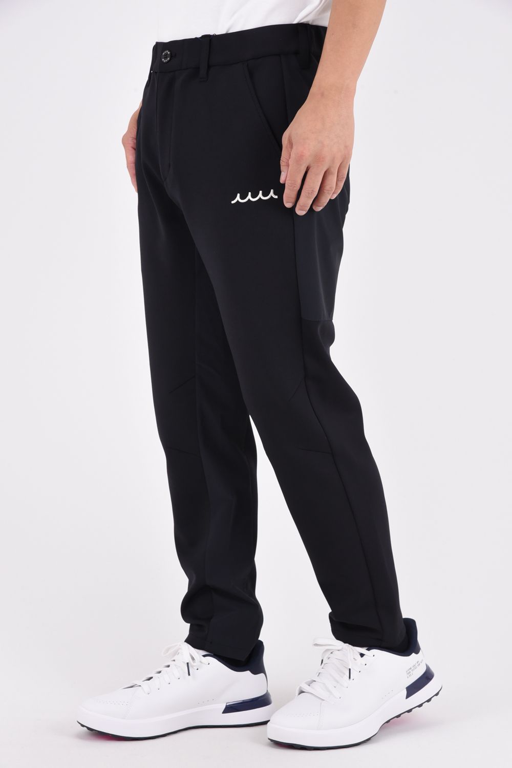 【26AW】 BI-FABRIC TRAINING PANTS / ダンボールニット 異素材切り替え トレーニングロングパンツ (ブラック)