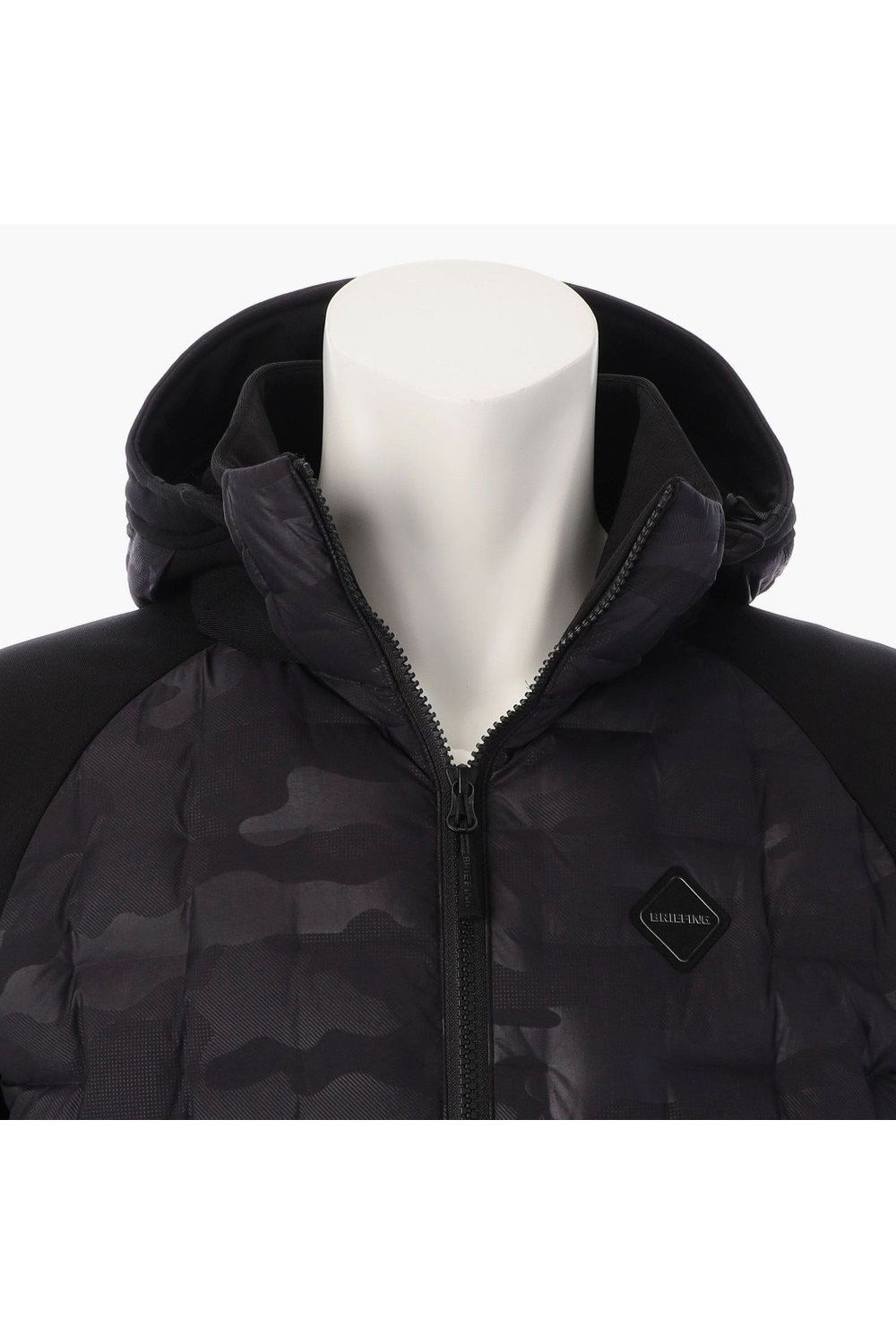 【25AW】 MEN'S HYBRID DOWN PARKA / ストレッチタフタ ダイヤモンドロゴ ハイブリッドダウンジップパーカー (ブラック/カモ)