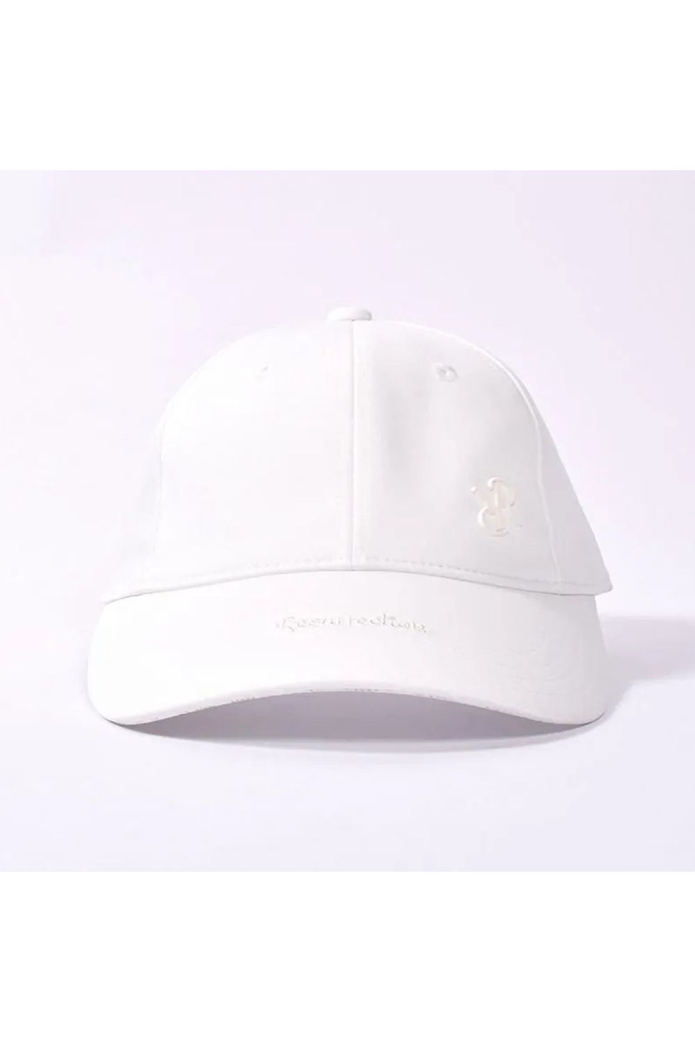 【26SS】 WIDE BRIM CAP / ブランドロゴ刺繍 本革ベルト つば広キャップ (ホワイト)