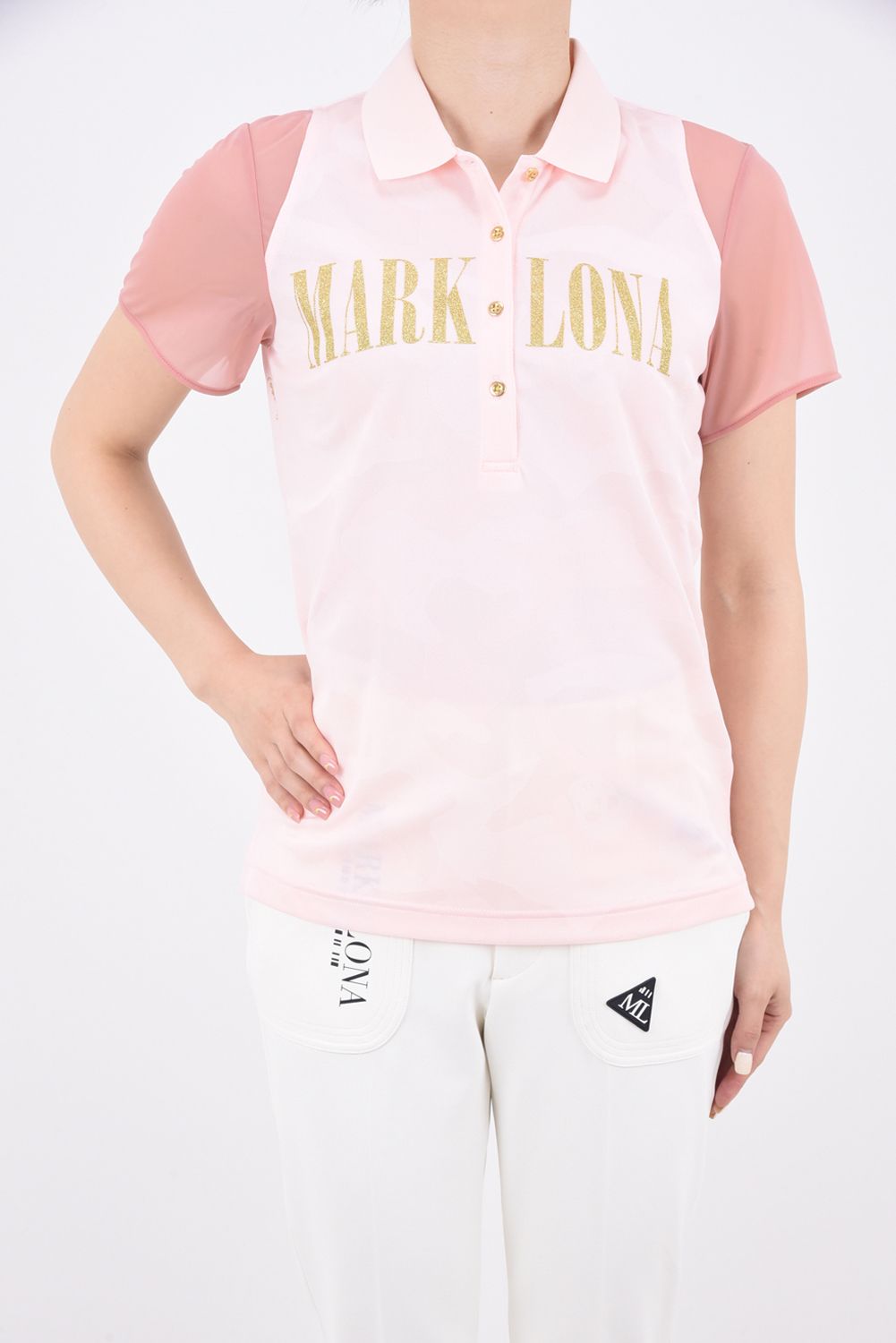 MARK&LONA - 【レディース】 SLEEVE SEETHROUGH LOGO POLO