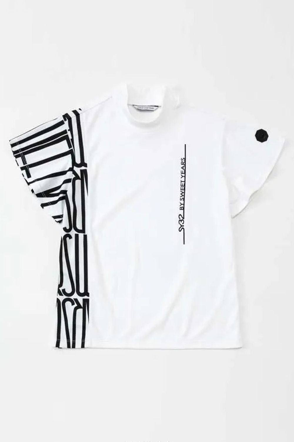【26SS】【レディース】 SIDE GRAPHIC MOCK / アシンメトリー サイドグラフィック モックネックTシャツ (ホワイト)*
