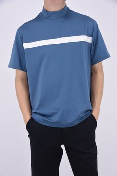 SLEEVE LOGO HIGH NECK RELAXED FIT / スリーブ ロゴ リラックスフィット モックネック (ブルー)