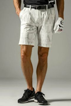 SAME LOGO SHORT PANTS / 総柄ロゴ ハーフスラックス (ホワイト)