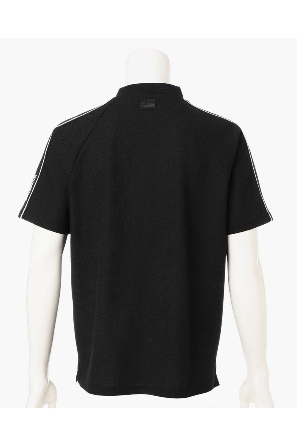 【26SS】 MEN'S LINE HIGHNECK RF / カノコ生地 ラインロゴテープ リラックスフィット モックネックTシャツ (ブラック)