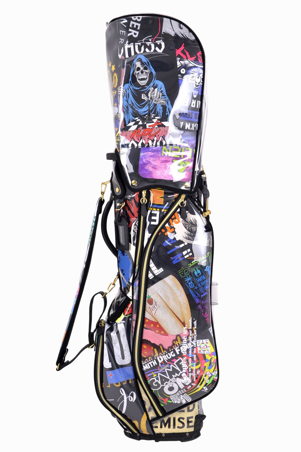 【2026 TOUMEI SERIES】【銀行振込・代金引換不可】【返品・交換不可】 ZZ26-CB01 / Tシャツリメイク パッチワーク スタンドタイプ キャディバッグ (ブラック)