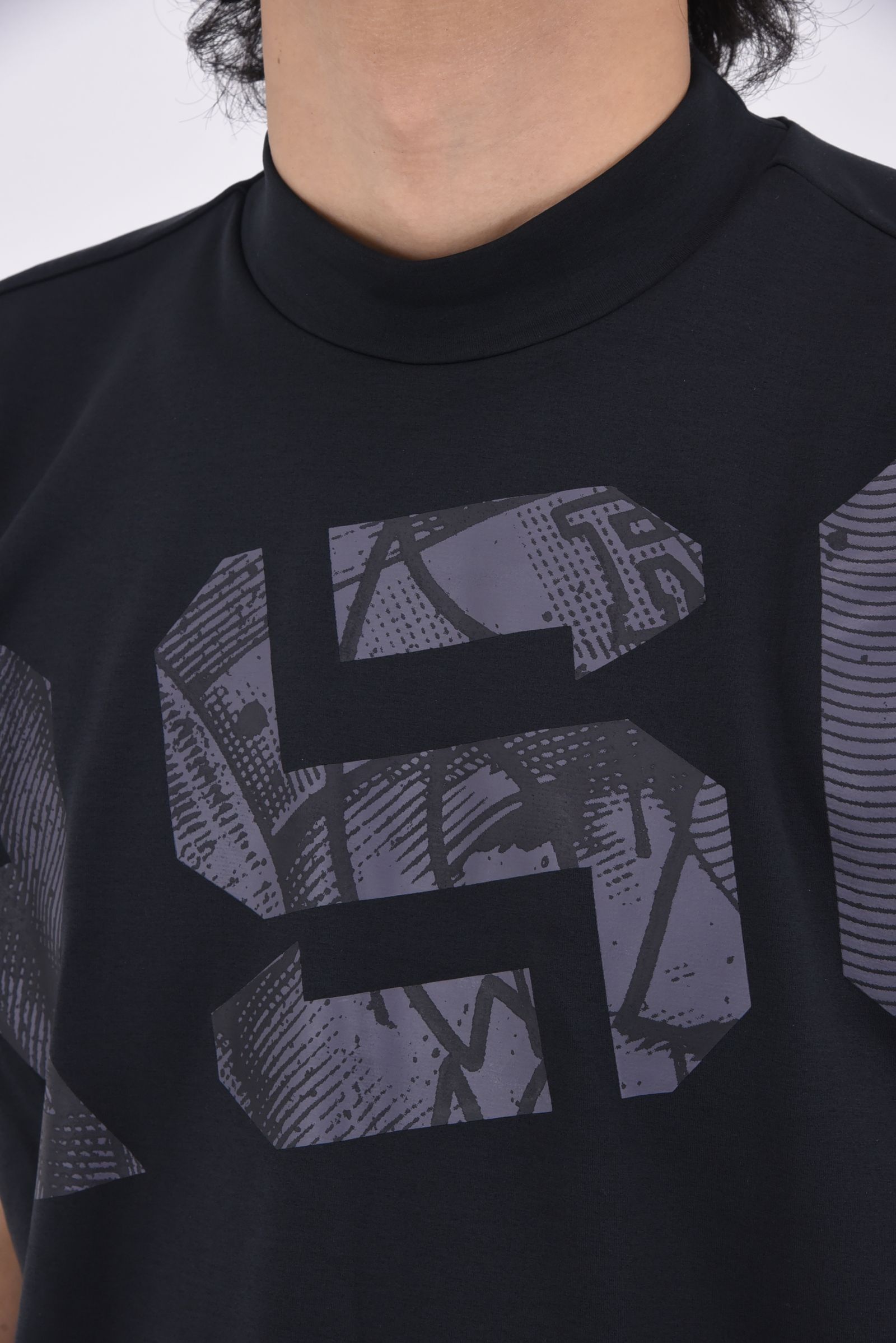 S/S MOCKNECK / ハイネック ショートスリーブ モックネック Tシャツ (ブラック)