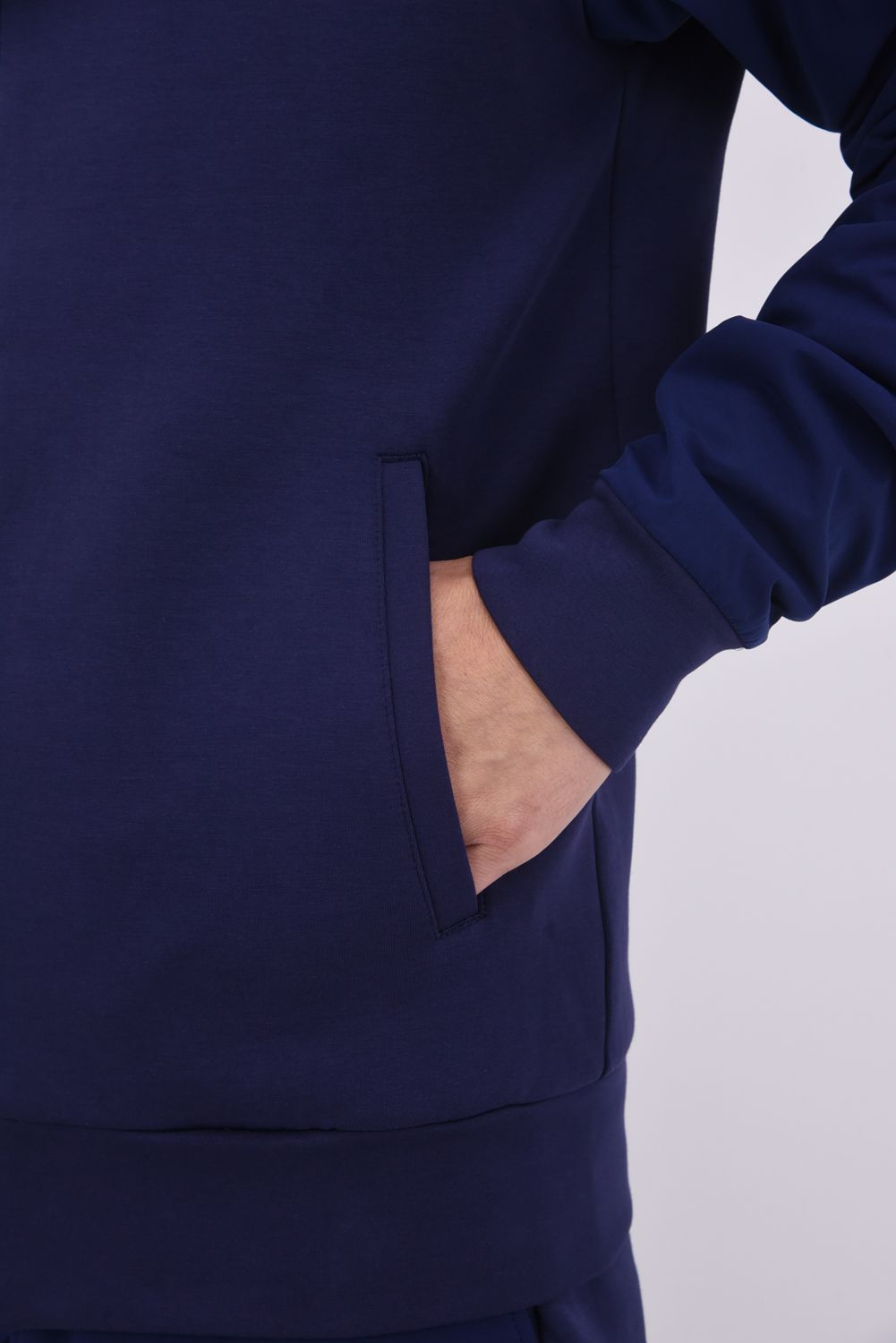 【25AW】 SWITCH RAGLAN SLEEVE ZIP HOODIE / ボンディング素材 ラグランスリーブ ハイネックジップフーディー (ネイビー)