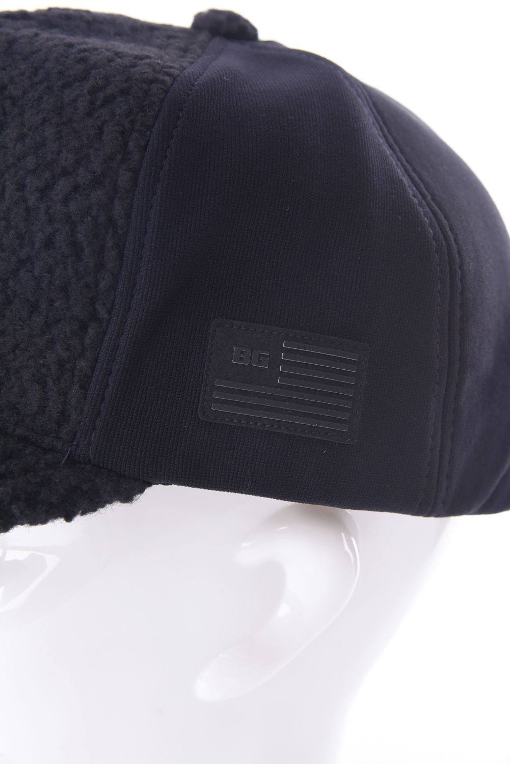 MEN’S WOOL BOA CAP / ウール混 ダイヤモンドロゴ ボアキャップ (ブラック)