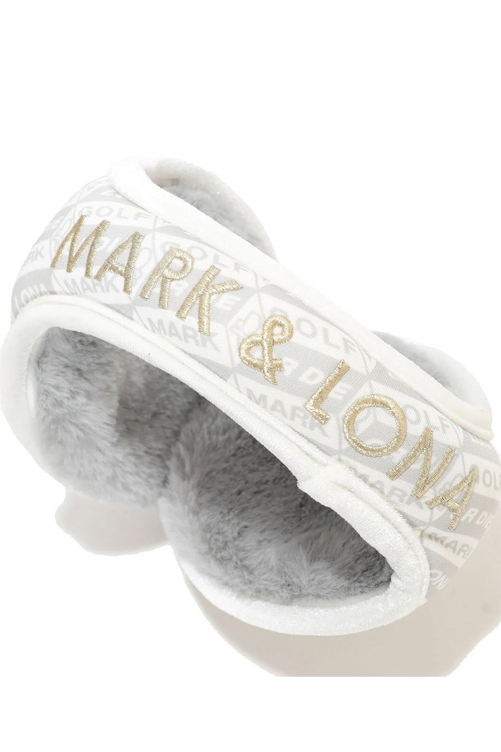 DÉPÊCHE ECO FUR EARMUFFS / エコファー ジオメトリックパターン イヤーマフ (ホワイト)