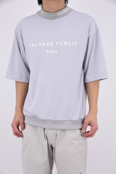 【26SS】 JQ Ribbed Mockneck S/S(EXELLENCE) / ブランドロゴ 裾リブ ハーフスリーブ モックネックTシャツ (ライトグレー)